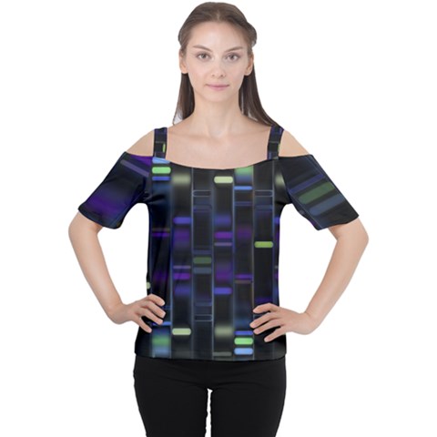 Biostatistics Line Blue Cutout Shoulder Tee by Mariart