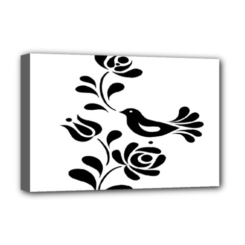 Birds Flower Rose Black Animals Deluxe Canvas 18  X 12  