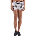 Birds Flower Rose Black Animals Yoga Shorts View1