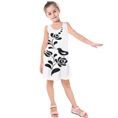 Birds Flower Rose Black Animals Kids  Sleeveless Dress by Mariart