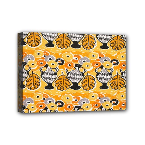 Amfora Leaf Yellow Flower Mini Canvas 7  X 5  by Mariart