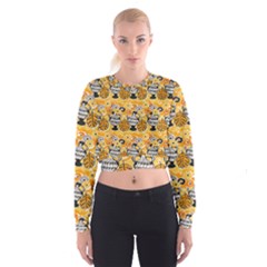 Amfora Leaf Yellow Flower Cropped Sweatshirt by Mariart