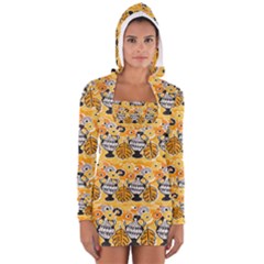 Amfora Leaf Yellow Flower Long Sleeve Hooded T-shirt