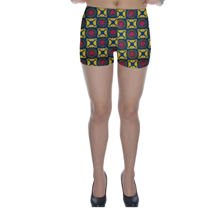 African Textiles Patterns Skinny Shorts