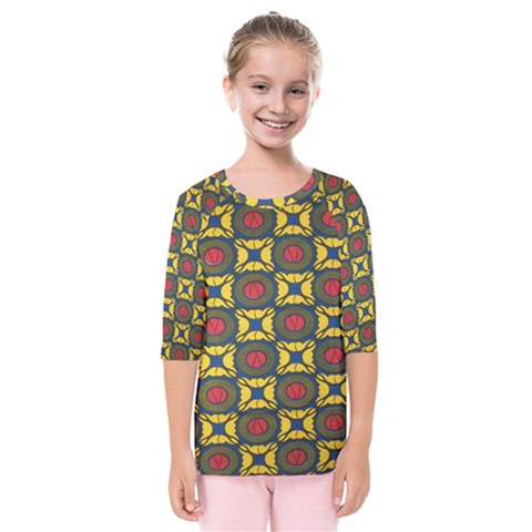 African Textiles Patterns Kids  Quarter Sleeve Raglan Tee by Mariart