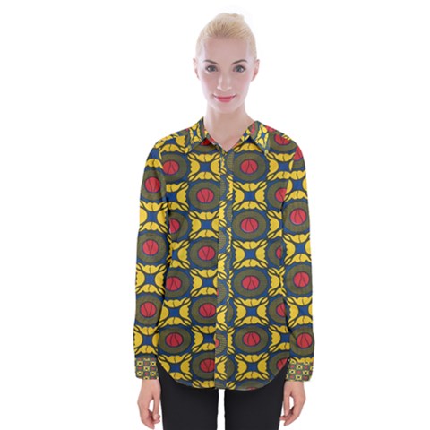 African Textiles Patterns Womens Long Sleeve Shirt by Mariart