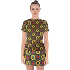 African Textiles Patterns Drop Hem Mini Chiffon Dress