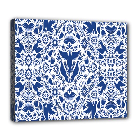 Birds Fish Flowers Floral Star Blue White Sexy Animals Beauty Deluxe Canvas 24  X 20   by Mariart