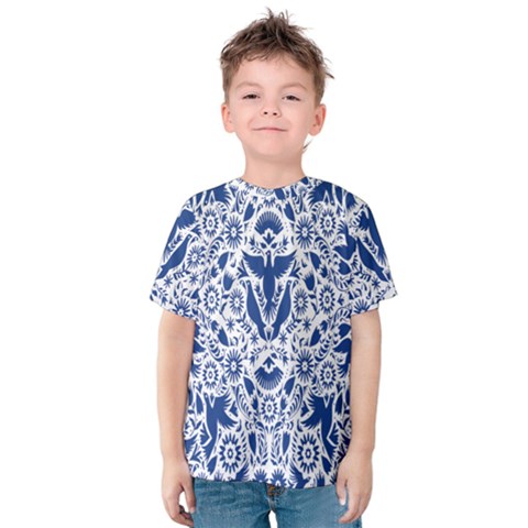 Birds Fish Flowers Floral Star Blue White Sexy Animals Beauty Kids  Cotton Tee by Mariart