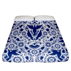 Birds Fish Flowers Floral Star Blue White Sexy Animals Beauty Fitted Sheet (queen Size) by Mariart