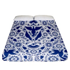 Birds Fish Flowers Floral Star Blue White Sexy Animals Beauty Fitted Sheet (king Size) by Mariart