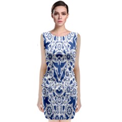 Birds Fish Flowers Floral Star Blue White Sexy Animals Beauty Sleeveless Velvet Midi Dress