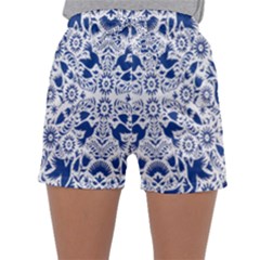 Birds Fish Flowers Floral Star Blue White Sexy Animals Beauty Sleepwear Shorts