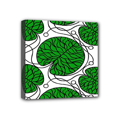 Bottna Fabric Leaf Green Mini Canvas 4  X 4  by Mariart