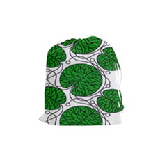 Bottna Fabric Leaf Green Drawstring Pouches (medium)  by Mariart