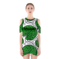 Bottna Fabric Leaf Green Shoulder Cutout One Piece by Mariart