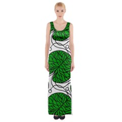 Bottna Fabric Leaf Green Maxi Thigh Split Dress by Mariart