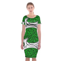 Bottna Fabric Leaf Green Classic Short Sleeve Midi Dress by Mariart