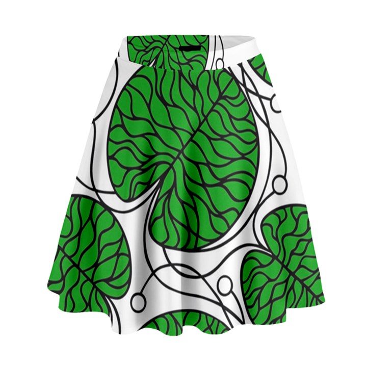 Bottna Fabric Leaf Green High Waist Skirt