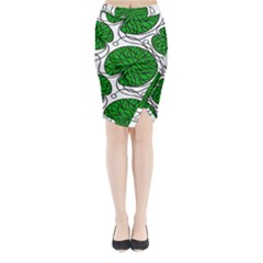 Bottna Fabric Leaf Green Midi Wrap Pencil Skirt