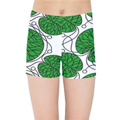 Bottna Fabric Leaf Green Kids Sports Shorts