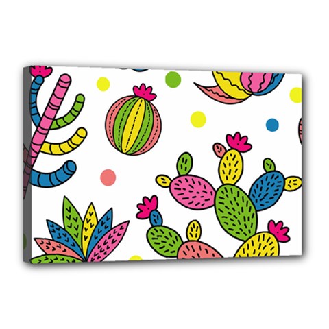 Cactus Seamless Pattern Background Polka Wave Rainbow Canvas 18  X 12 