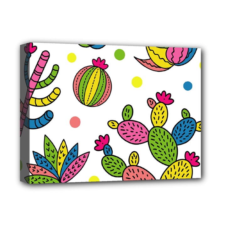 Cactus Seamless Pattern Background Polka Wave Rainbow Deluxe Canvas 16  x 12  