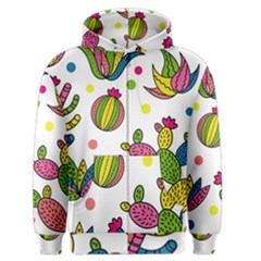 Cactus Seamless Pattern Background Polka Wave Rainbow Men s Zipper Hoodie