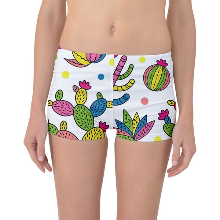 Cactus Seamless Pattern Background Polka Wave Rainbow Boyleg Bikini Bottoms