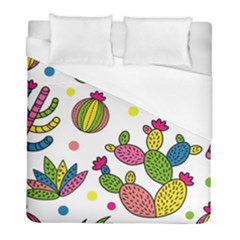 Cactus Seamless Pattern Background Polka Wave Rainbow Duvet Cover (full/ Double Size)