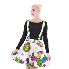 Cactus Seamless Pattern Background Polka Wave Rainbow Suspender Skater Skirt by Mariart