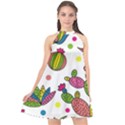 Cactus Seamless Pattern Background Polka Wave Rainbow Halter Neckline Chiffon Dress  View1