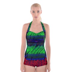 Cells Rainbow Boyleg Halter Swimsuit  by Mariart