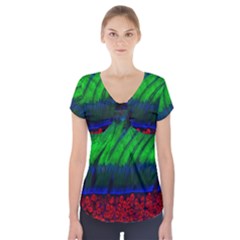 Cells Rainbow Short Sleeve Front Detail Top by Mariart