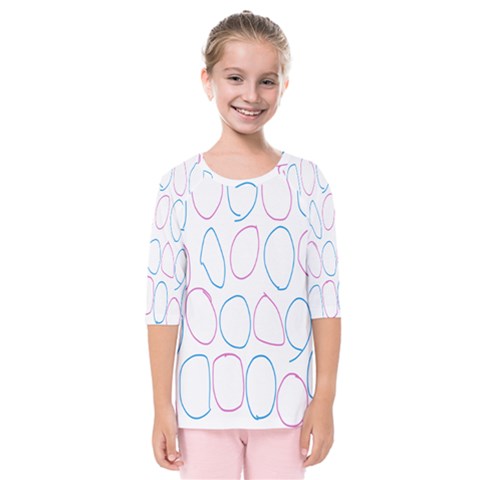 Circles Featured Pink Blue Kids  Quarter Sleeve Raglan Tee by Mariart