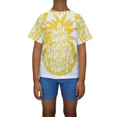 Cute Pineapple Yellow Fruite Kids  Short Sleeve Swimwear by Mariart