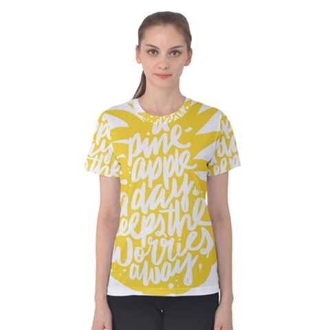 Cute Pineapple Yellow Fruite Women s Cotton Tee by Mariart