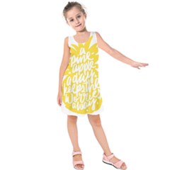 Cute Pineapple Yellow Fruite Kids  Sleeveless Dress by Mariart