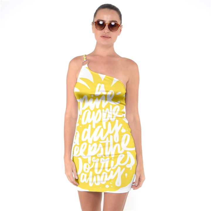 Cute Pineapple Yellow Fruite One Soulder Bodycon Dress