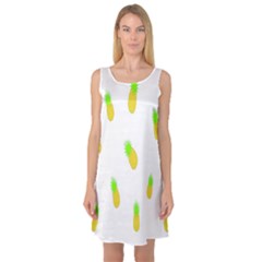 Cute Pineapple Fruite Yellow Green Sleeveless Satin Nightdress by Mariart