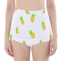 Cute Pineapple Fruite Yellow Green High-waisted Bikini Bottoms by Mariart