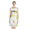 Cute Pineapple Fruite Yellow Green Sleeveless Waist Tie Chiffon Dress View1