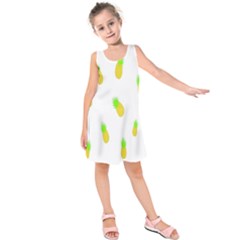 Cute Pineapple Fruite Yellow Green Kids  Sleeveless Dress by Mariart