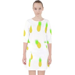 Cute Pineapple Fruite Yellow Green Pocket Dress