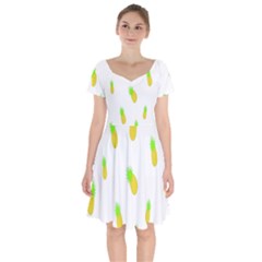 Cute Pineapple Fruite Yellow Green Short Sleeve Bardot Dress by Mariart