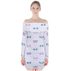 Cute Sexy Funny Sunglasses Kids Pink Blue Long Sleeve Off Shoulder Dress