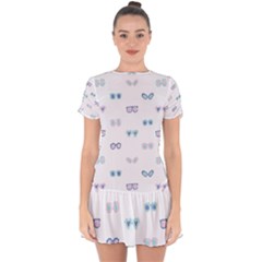 Cute Sexy Funny Sunglasses Kids Pink Blue Drop Hem Mini Chiffon Dress by Mariart