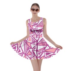 Conversational Triangles Pink White Skater Dress by Mariart