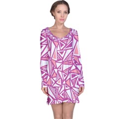 Conversational Triangles Pink White Long Sleeve Nightdress by Mariart