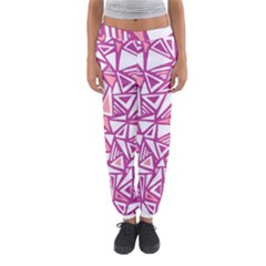 Conversational Triangles Pink White Women s Jogger Sweatpants by Mariart